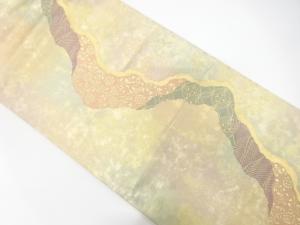 引箔　道長取りに花唐草模様織り出し　袋帯